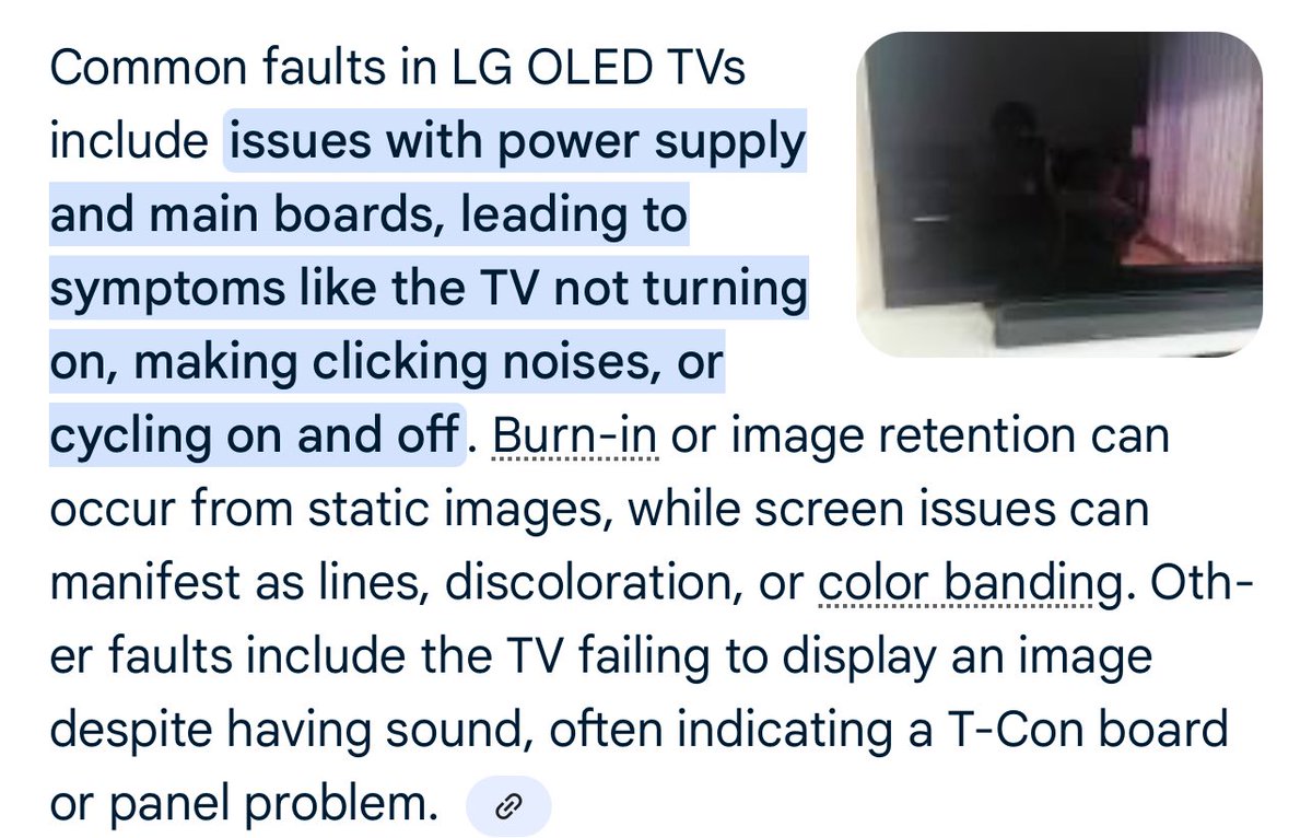 ajaynec24's tweet photo. This is not acceptable for a tv this expensive &amp; shame on @LGUKCare for refusing to fix this known fault. 16 months old! £800 repair bill!#CustomerCare #CustomerFirst #CustomerExperience https://t.co/kN0CpnVoIZ