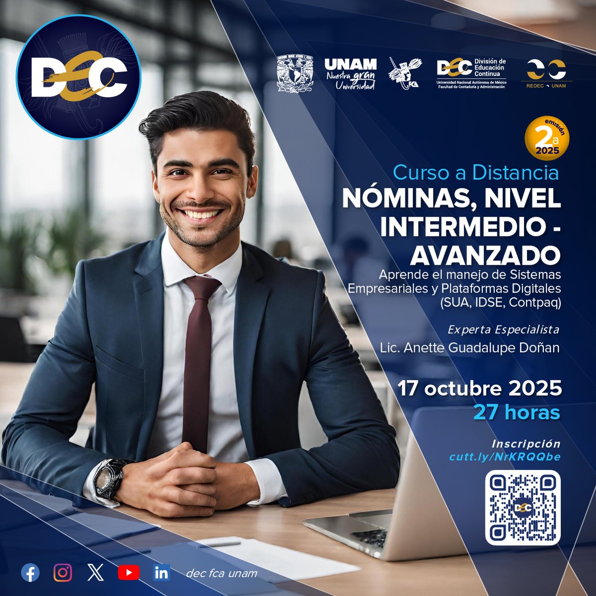 📊 ¿Ya dominas lo básico de nóminas y quieres dar el siguiente paso?
📝 Inscríbete: cutt.ly/NrKRQQbe
ℹ️ Para mayores informes: cutt.ly/pe8xfU2U

#NóminasAvanzado #RH #SUA #IDSE #Contpaq #GestiónLaboral #IMSS #SAT #AdministraciónDePersonal #Contabilidad