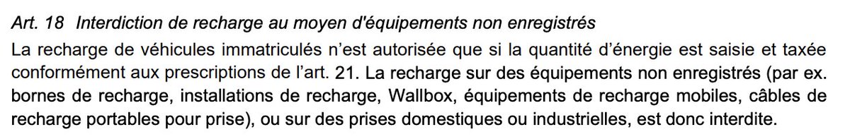 Le CF totalement à la ramasse : interdire de recharger sa bagnole sur une prise sans compteur ?! 

Bon courage pour appliquer ça