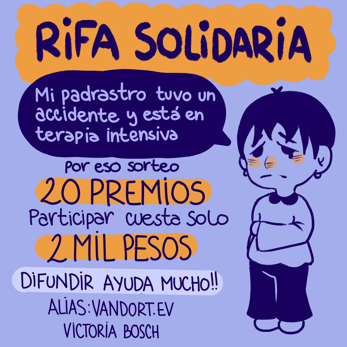 Hola gente el dia  23/9 mi suegro sufrio un accidente laboral y  terminó en terapia intensiva  (se quebró el cráneo, algunas vértebras , el está muy delicado y no sabemos si va a poder volver a caminar). Por eso mi Novia organiza una rifa solidaria para afrontar los gastos 🧵1/4