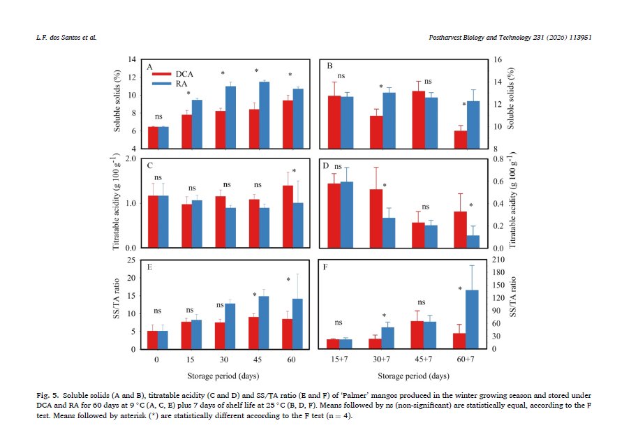 Nacherntephysi1's tweet photo. How to keep mangos fresh longer? 🥭
👉 Control O₂ at the anaerobic compensation point (ACP)!
New study shows extended shelf-life & quality in ‘Palmer’ mango under DCA storage 🌱❄️
Collab: EMBRAPA, UESB, UFPE, KOB, Uni Hohenheim
🔗 https://t.co/FWvEp5Ub8B
#MangoResearch https://t.co/YEbcr57RHn