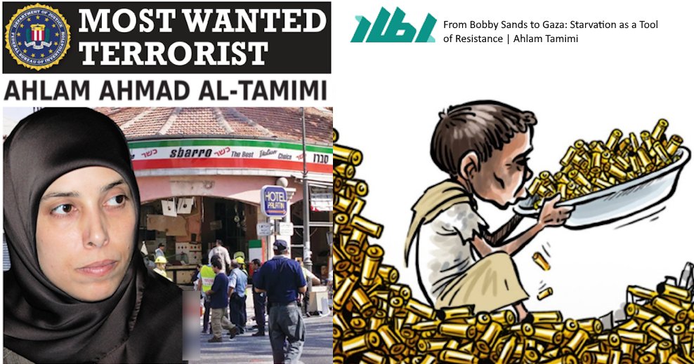 ThisOngoingWar's tweet photo. Confessed @Sbarro bomber #AhlamTamimi, refreshes her pan-Arab fame via an article [https://t.co/1Jc4zxuPNi] that blends #PalArab terror and Irish hunger-strikes. How surprising that the Jewish children she targeted for slaughter in what she calls “my operation” are unmentioned. https://t.co/mChVJwYvU6