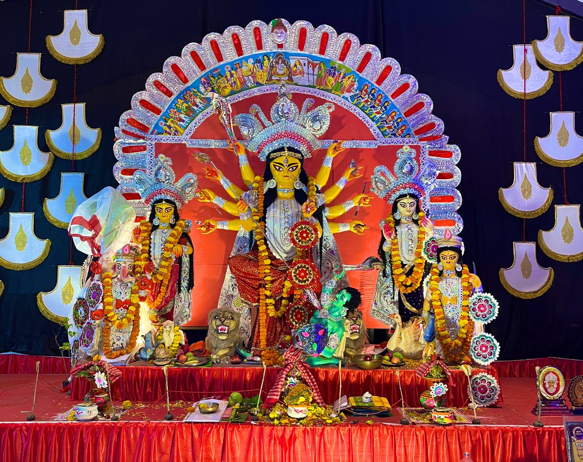 Our Bangalore er parar pujo. 
It’s past mid night and finally could make it to the pandal.