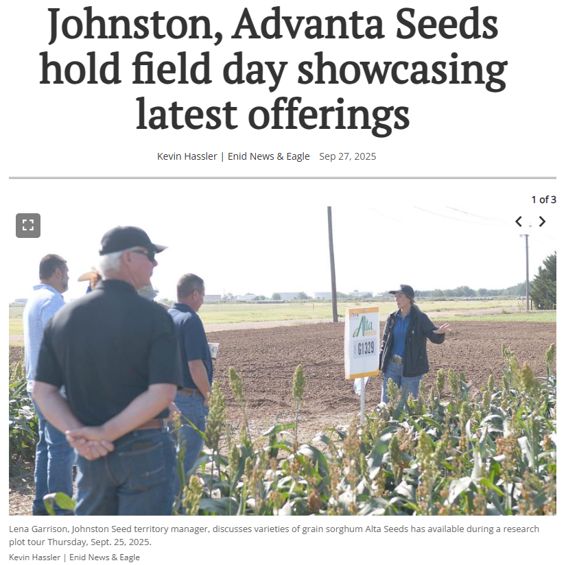 Advanta Seeds &amp; <a href="/johnstonseedco/">Johnston Seed</a> hosted a field day in Enid, OK, showcasing the latest sorghum &amp; sunflower innovations 🌱🌻. 

Farmers &amp; agronomists explored genetics, sustainability &amp; yield strategies.

Read more: enidnews.com/news/johnston-…