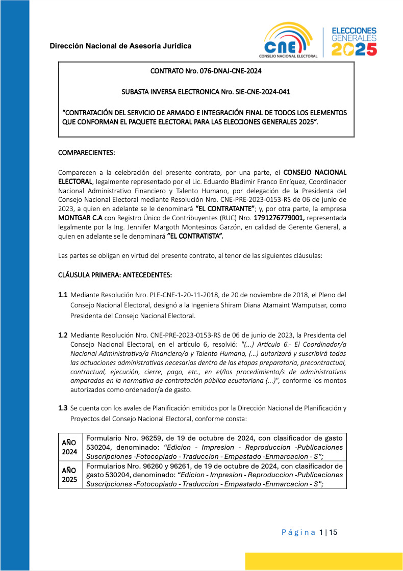 AndresDuranEc's tweet photo. Esto confirma que la Consulta Popular sería una simple cortina de humo. El resultado ya está definido y la que liderará el proceso electoral es la compañía Montgar o una de sus filiales. Recuerden que este contrato violentó el proceso de compra pública de las elecciones de 2025. https://t.co/RGJ6xKPc3k