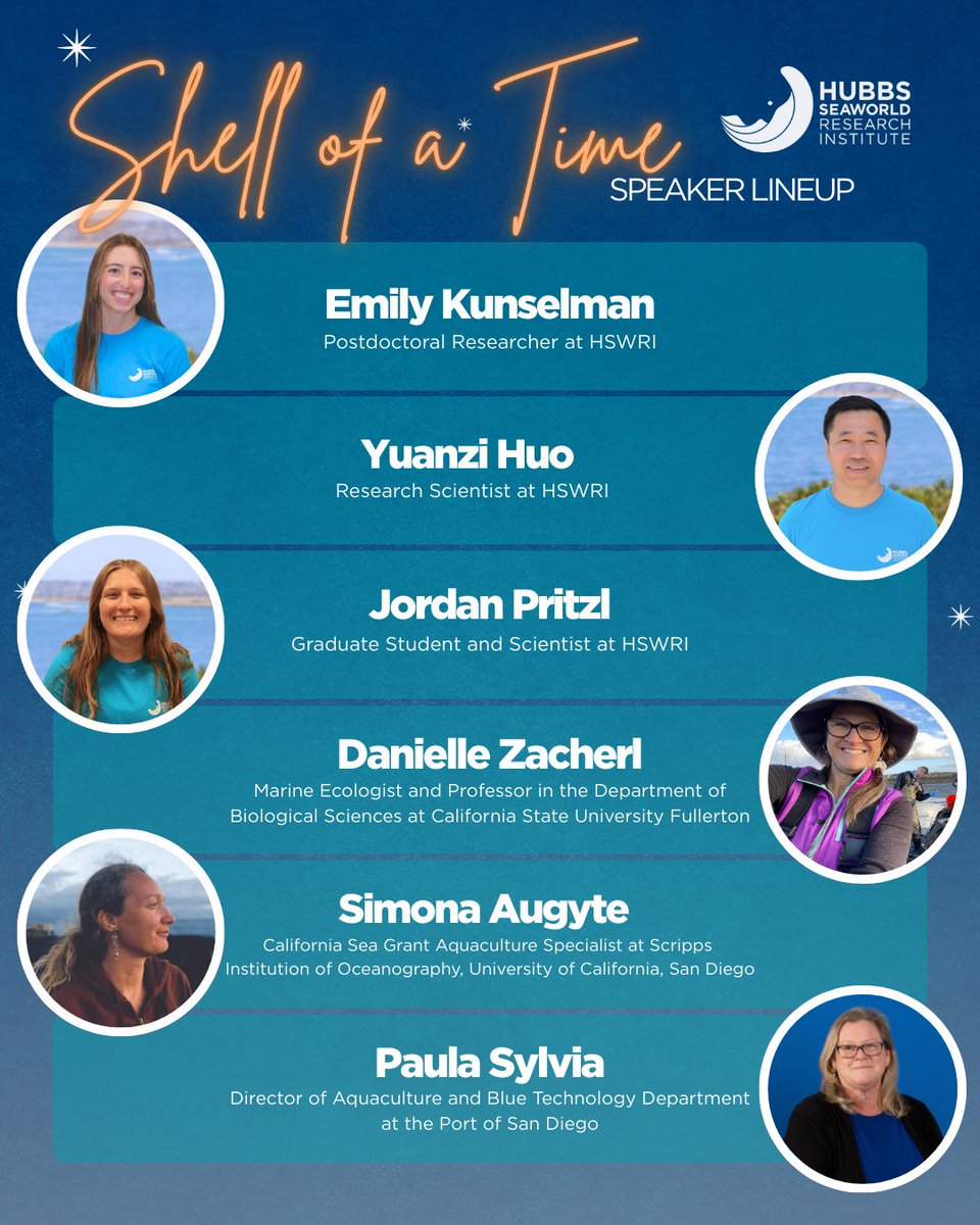 HubbsResearch's tweet image. 🐚 FREE tickets for Shell of a Time this Sunday!
📅 Oct 5 | 5:30–7 PM
📍 HSWRI, Mission Bay
Enjoy science, family fun &amp;amp; a screening of On the Half Shell 🦪✨ + lightning talks from HSWRI scientists.
🎟 Space is limited—reserve now via link in bio!#ClimateWeek #ShellofaTime #HSWRI