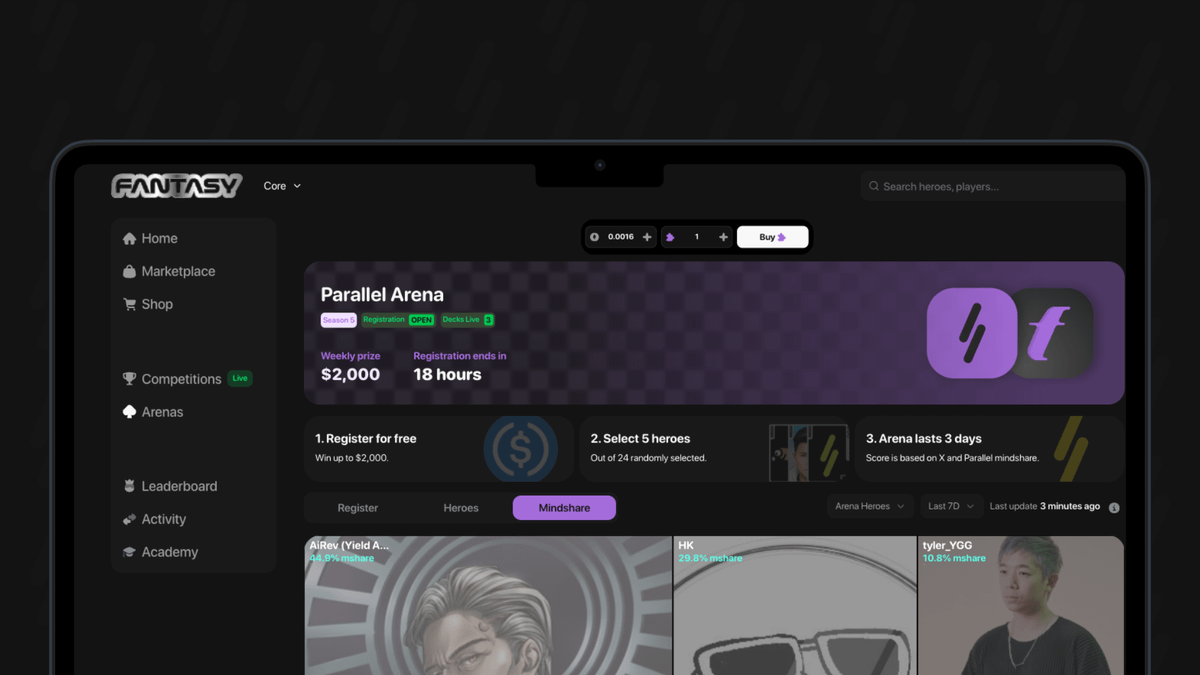 What is the <a href="/ParallelTCG/">Parallel</a> Arena? 🏟️

Sponsored Arenas add unique twists to rewards, scoring, and Hero selection:

• $PRIME rewards
• Heroes earn a mindshare score boost for Parallel content
• Exclusive <a href="/ParallelTCG/">Parallel</a> Heroes only found in this Arena