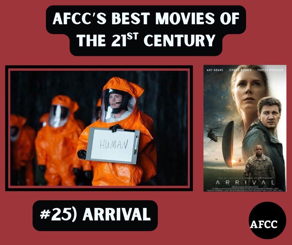 ATLFilmCritics's tweet photo. Atlanta Film Critics Circle proudly announces the 25 for 25: Best Movies of the 21st Century
#25    ARRIVAL  (2016)
#AFCC  #AFCC25for25  #25for25 
#FortheLoveofMovies https://t.co/ta0HWp1Tut