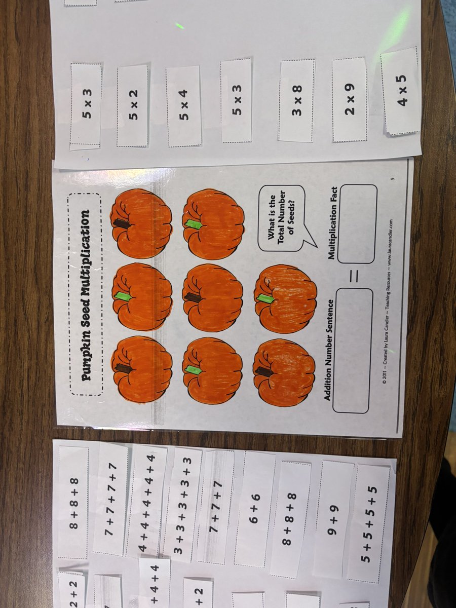 MrRomero0's tweet image. 🍂 Fall vibes in Room D201! 🎃 We modeled multiplication with repeated addition + multiplication facts using our pumpkin seed worksheets 🌱 The kids decorated their pumpkins, practiced, and had a blast!  #MathIsFun