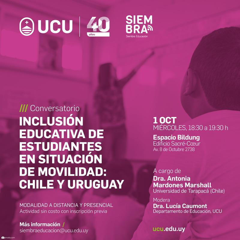 Este miércoles a las 18:30 h los esperamos en un encuentro #Siembra  para abordar la #inclusión de estudiantes en situación de movilidad.   
Inscripción:  ucu.edu.uy/agenda//evento…