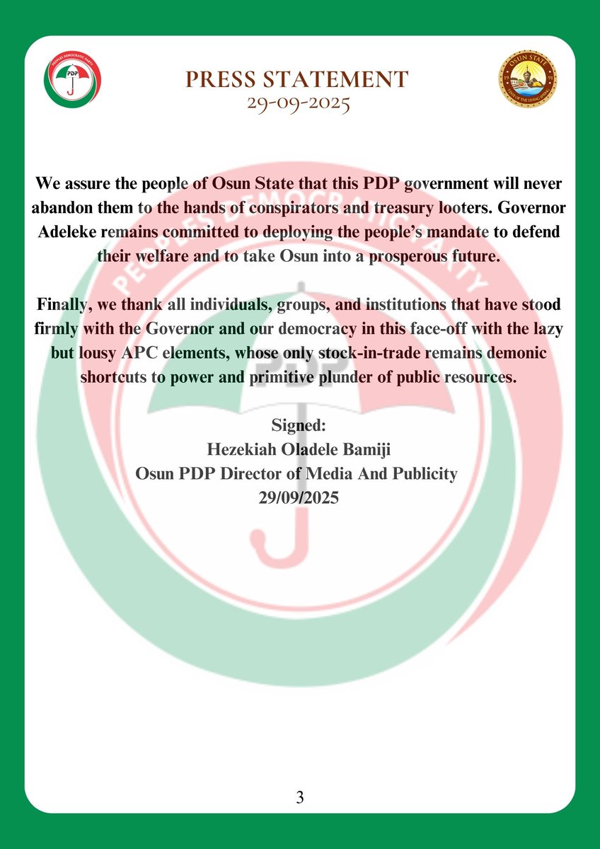 People's Democratic Party, Osun State tweet media