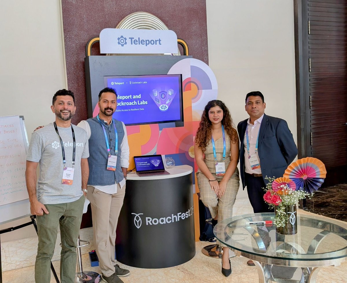 goteleport's tweet image. Proud to have sponsored RoachFest Bangalore, @CockroachDB’s user conference. Thanks to Cockroach Labs for hosting the community, to our partner @applied_cloud for joining, and to Muneer Taskar for speaking on stage!