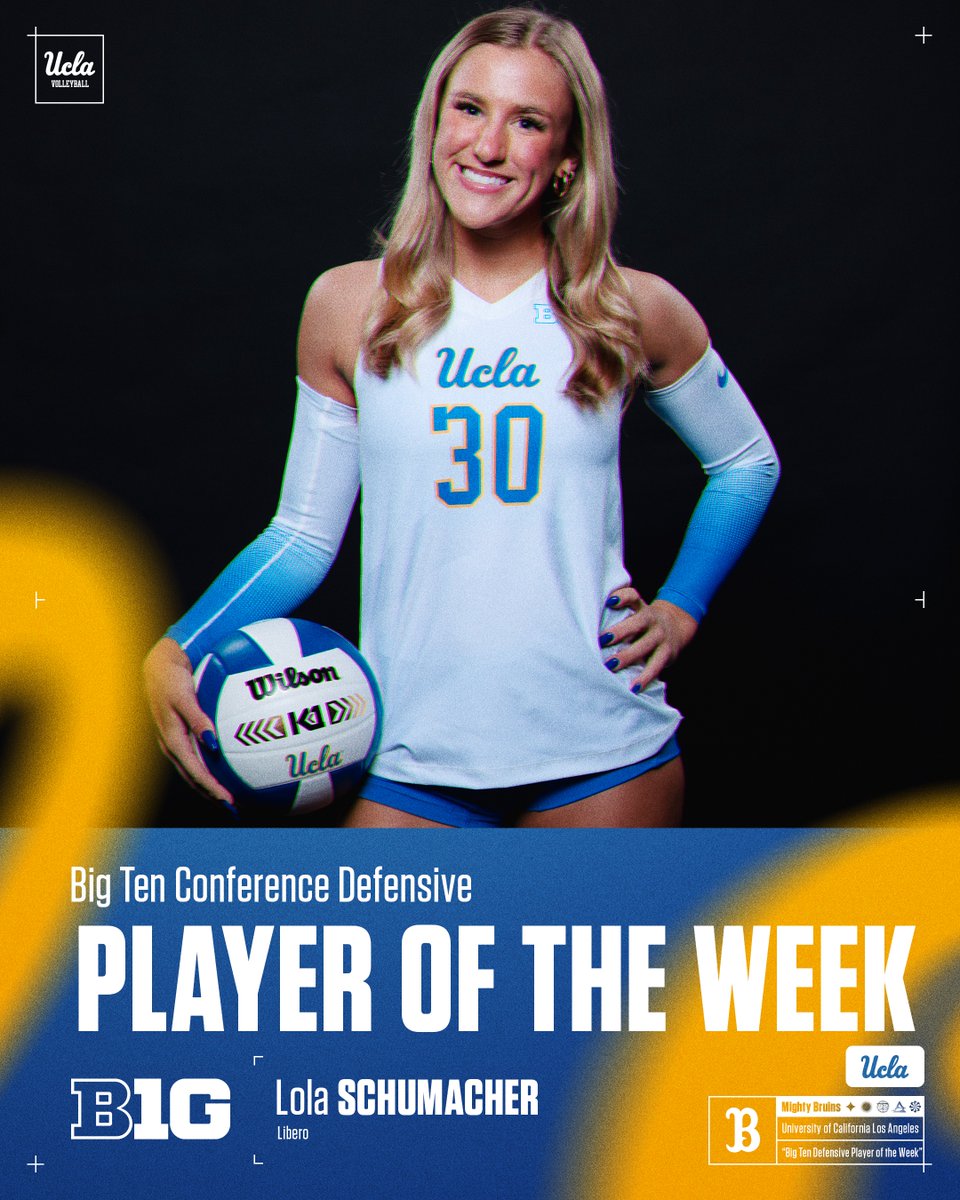 UCLA Women's Volleyball (@uclawomensvb) on Twitter photo The hustle, heart, and determination from Schu over the weekend has been rewarded with <a href="/B1GVolleyball/">Big Ten Volleyball</a> 𝐃𝐞𝐟𝐞𝐧𝐬𝐢𝐯𝐞 𝐏𝐥𝐚𝐲𝐞𝐫 𝐨𝐟 𝐭𝐡𝐞 𝐖𝐞𝐞𝐤 honors!
📰ucla.in/46u2M9p
#GoBruins The hustle, heart, and determination from Schu over the weekend has been rewarded with <a href="/B1GVolleyball/">Big Ten Volleyball</a> 𝐃𝐞𝐟𝐞𝐧𝐬𝐢𝐯𝐞 𝐏𝐥𝐚𝐲𝐞𝐫 𝐨𝐟 𝐭𝐡𝐞 𝐖𝐞𝐞𝐤 honors!
📰ucla.in/46u2M9p
#GoBruins