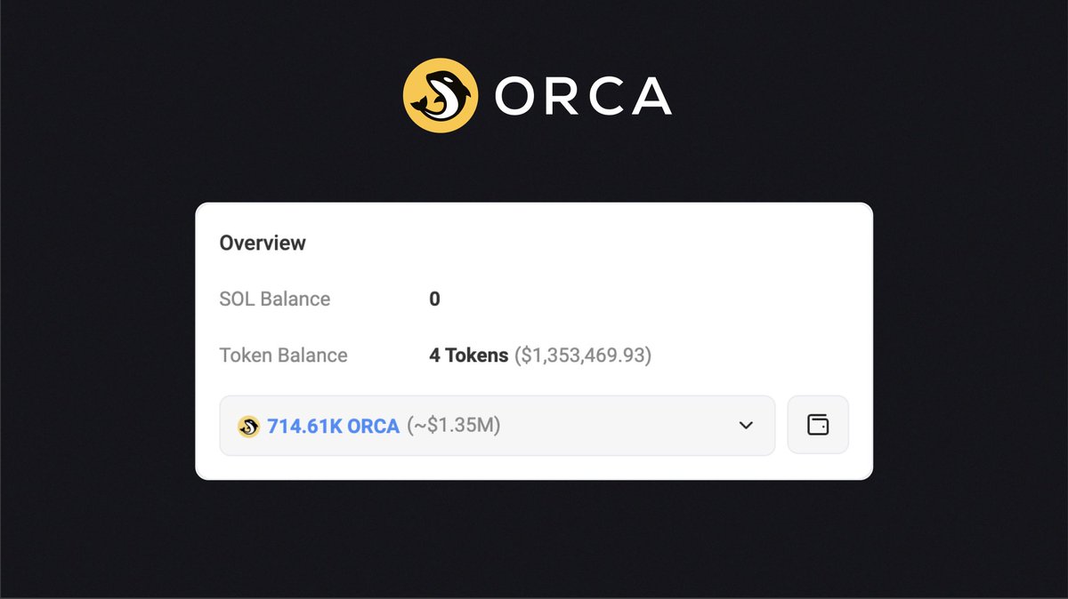 Orca 金库概览，显示有价值 135 万美元的 ORCA 代币