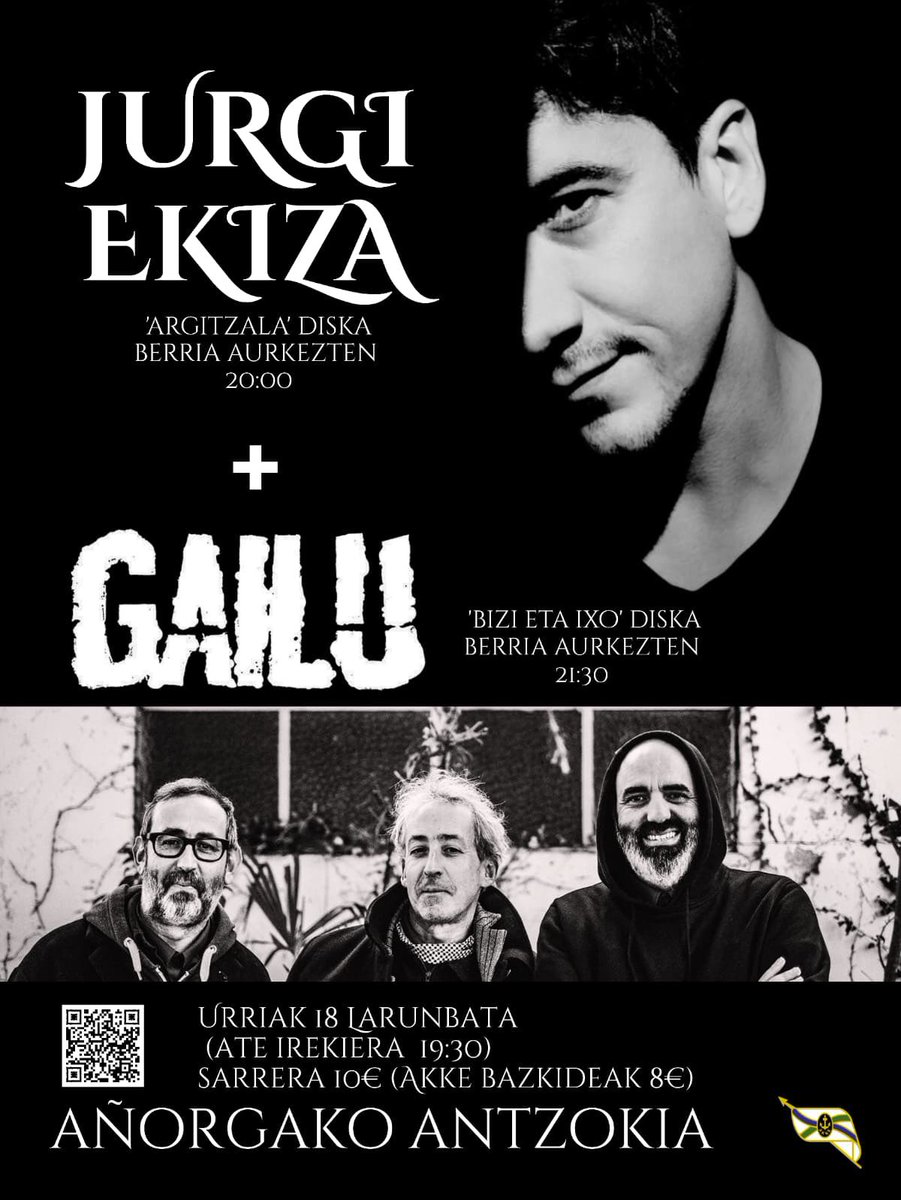 Kasu! Añorgako kultur laguenrkin batera antolatutako kriston kontzertua. Bi talde, bi diska berri eta leku magikoan, Añorgako ZINEAN! entradium.com/events/jurgi-e…