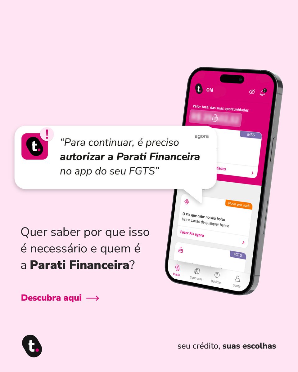meutudoapp's tweet image. Por que pedir sua autorização para consultar o saldo do FGTS? E quem é a Parati Financeira? 🤔

👉 Deslize para o lado e confira as respostas!

#meutudoapp #paratifinanceira #crédito #meutudo #fgts #autorizarconsulta