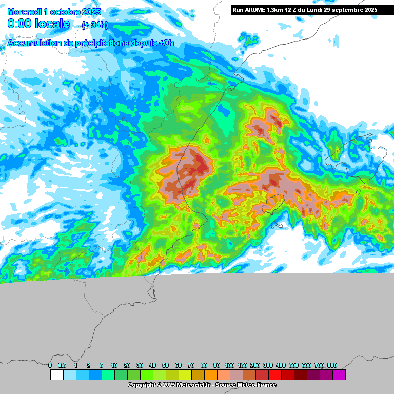 Acumulat previst per el model Arome12Z les properes hores. Nit i matinada molt complicada País Valencià #meteo