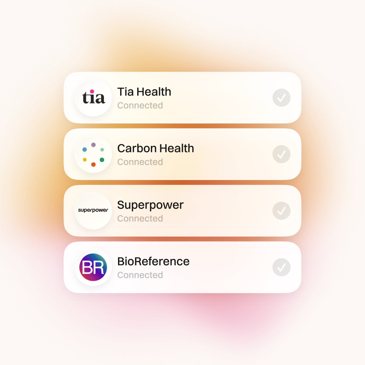 Adding support for a few of our most-requested record sources for Torch 🔥 

- <a href="/Ask_Tia/">Tia</a> 
- <a href="/CarbonHealth/">Carbon Health</a>
- <a href="/superpower/">Superpower</a> 
- <a href="/BioReference/">BioReference Laboratories</a> 

If there's anything else you want to see us add or you still haven't tried Torch yet, let me know!