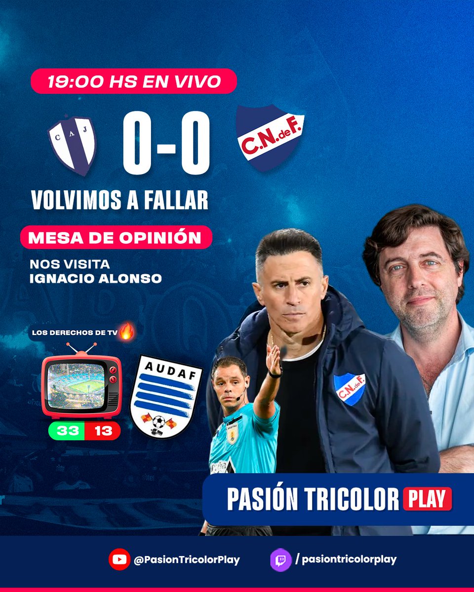 De 18 a 19hs Pasión Tricolor 📻 ((89.3 FM)) App y Web.

 📺  Y desde 19hs #PasiónTricolorPlay con lo que dejó el empate Vs Juventud con todo el debate en la #MesadeOpinión. Nota en vivo en estudios con el Presidente de <a href="/AUFOficial/">AUF</a> <a href="/nachoalonso33/">Ignacio Alonso Labat</a>

📲 👇🏻 youtube.com/@pasiontricolo…