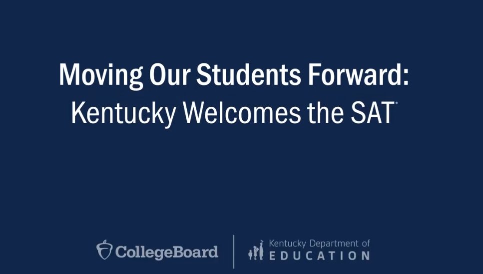 This spring, Kentucky high school juniors will take the SAT during school, at no cost, as part of the state’s required college admissions exam testing.

Commissioner of Education Robbie Fletcher and College Board Vice President Maureen Forman share more: bit.ly/KDESATVideo