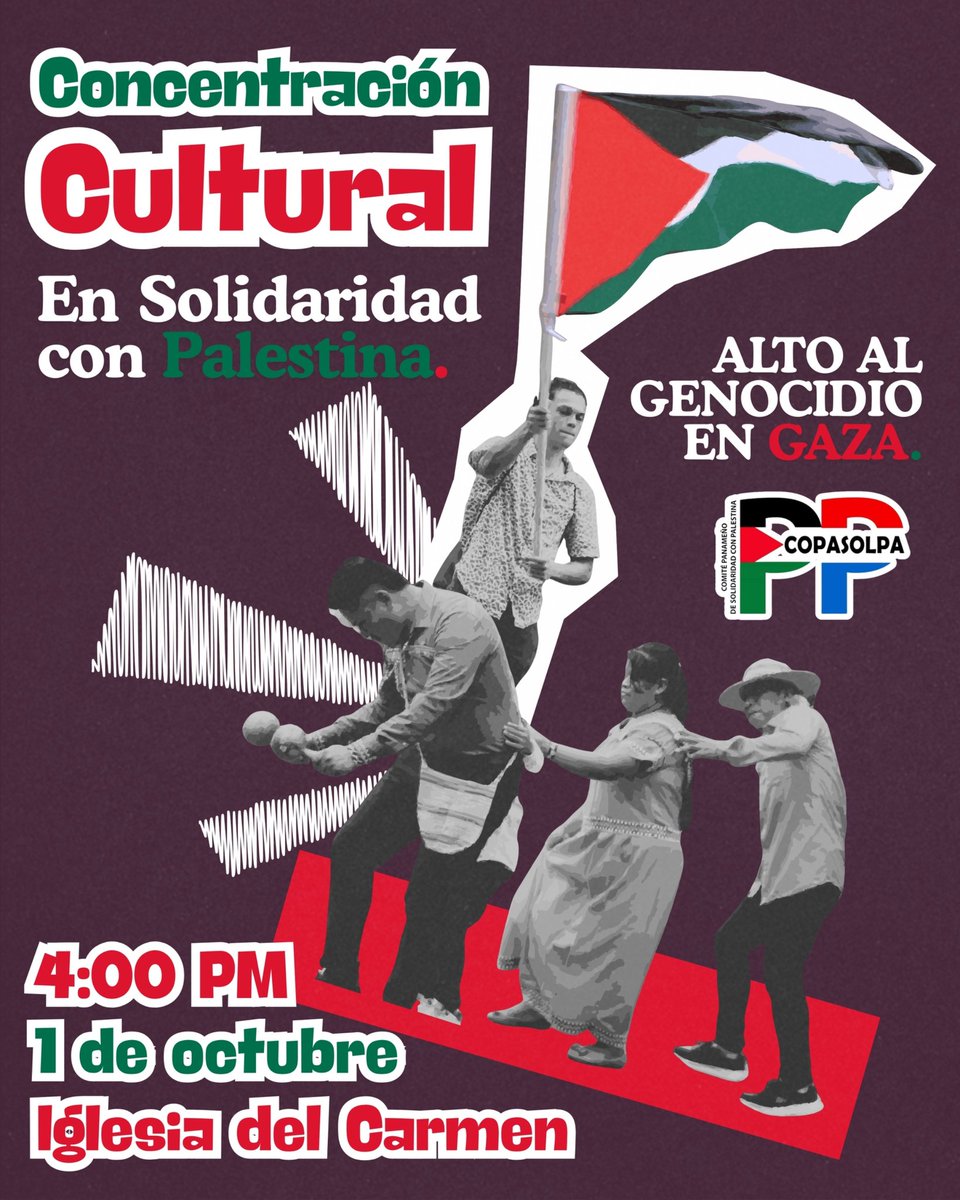 copasolpa's tweet photo. 🗓️  Miércoles, 1 de octubre
⏰ Desde las 4: PM
📍 Lugar: Plazoleta frente a Iglesia del Carmen, Vía España.
No permitas que la historia se escriba con nuestra indiferencia. Ven, trae tu bandera, tu poesía, tu indignación y tu esperanza.
Del el río hasta el mar,🇵🇸  vencera https://t.co/Cg054C4cKQ