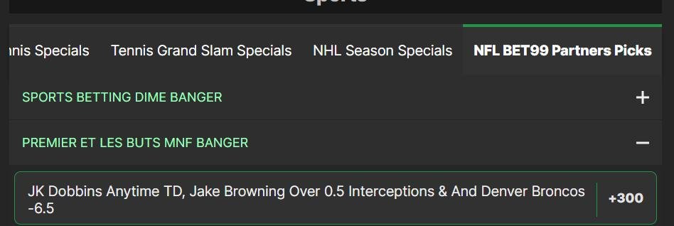 Voici notre pari <a href="/BET99Sportsbook/">BET99 Sportsbook</a> pour l'un des matchs MNF de ce soir - on vous rappelle de vous inscrire sur BET99 avec le code PELB99 pour avoir accès à un mulligan sur votre premier pari sportif #NFL #MNF #pelb #NFL #parisportif