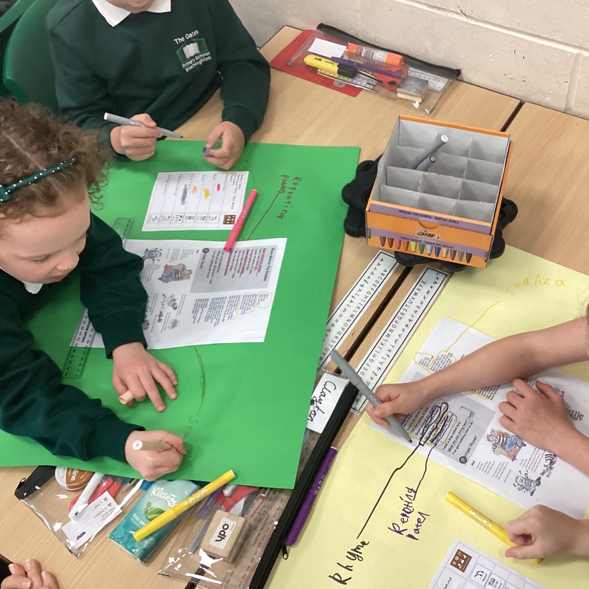 gates_owls's tweet photo. We explored the features of a #performancepoem today as part of our #TheGatesWriting lesson. We worked with partners as we build up to our latest ‘poetry recital’ this week! @MichaelRosenYes https://t.co/M0JjU6sa6h