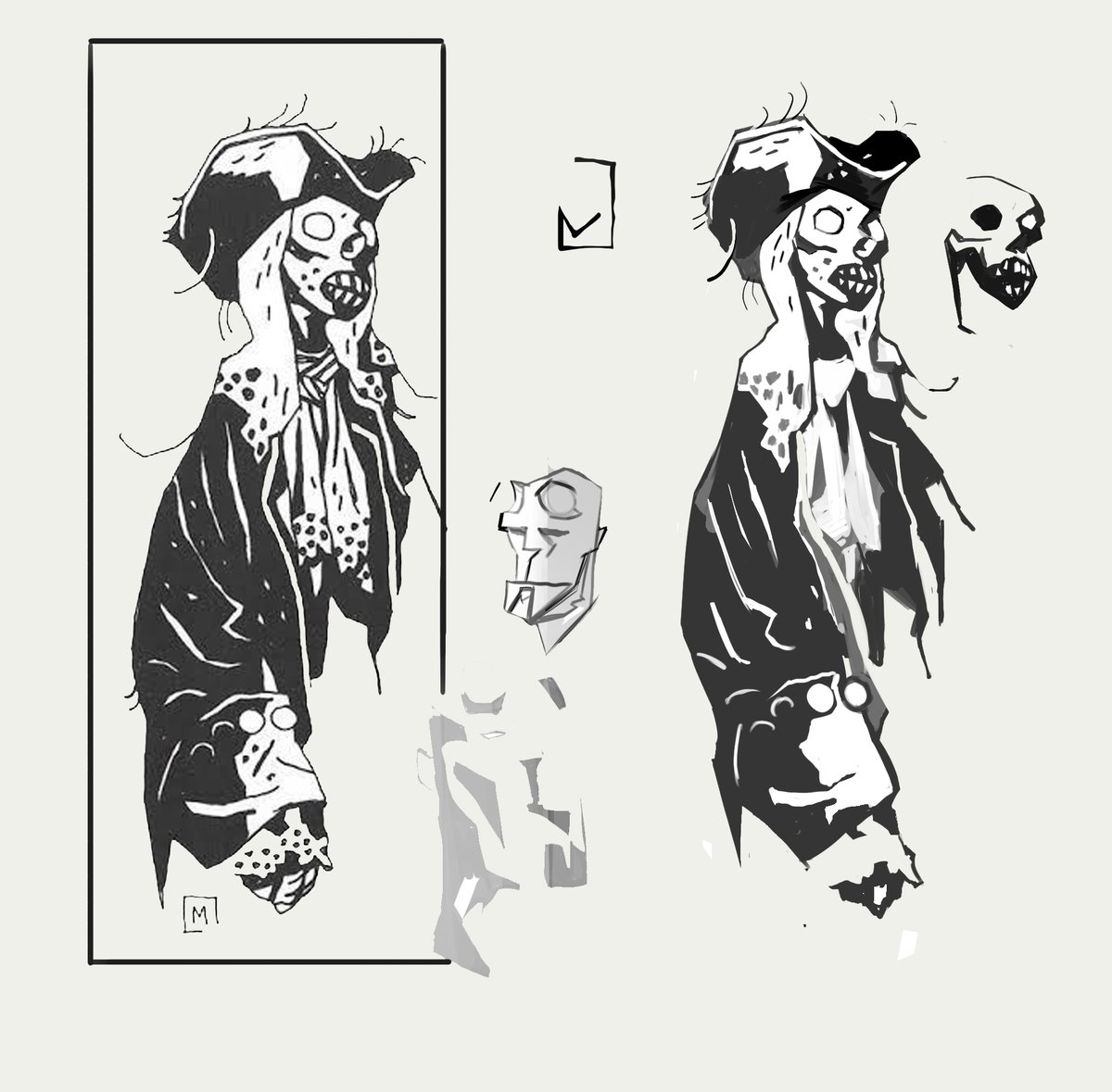 v_girin's tweet photo. #hellboy 
Part 3   #sketch
#comics Another work thrown into the void :) 
On the left is the @artofmmignola  art , and on the right is my sketch https://t.co/BPwdmdPlHK
