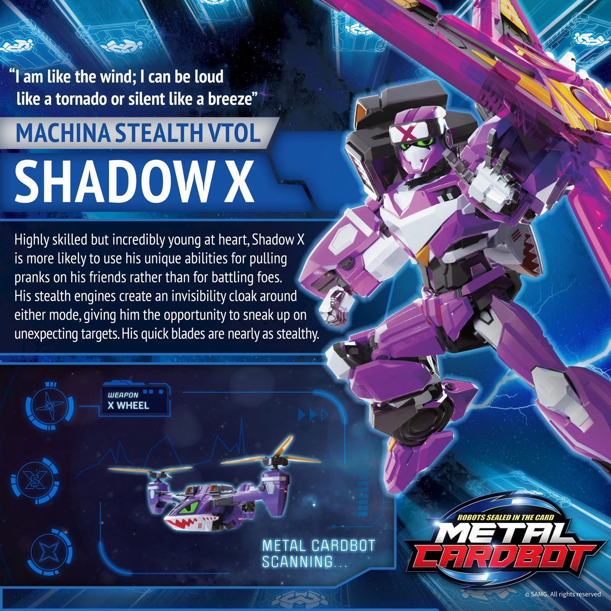 BotCon's tweet image. Next up from Wave 1 of the U.S. release of Metal Cardbot is the VTOL Shadow X! Joining the Blue Cop Patrol Car known as Blue Star and the Utility Dumptruck Mech Tackle, Metal Cardbot toy pre-orders are on the way!

Stay tuned for more release info from our friends @TheAgabyss!