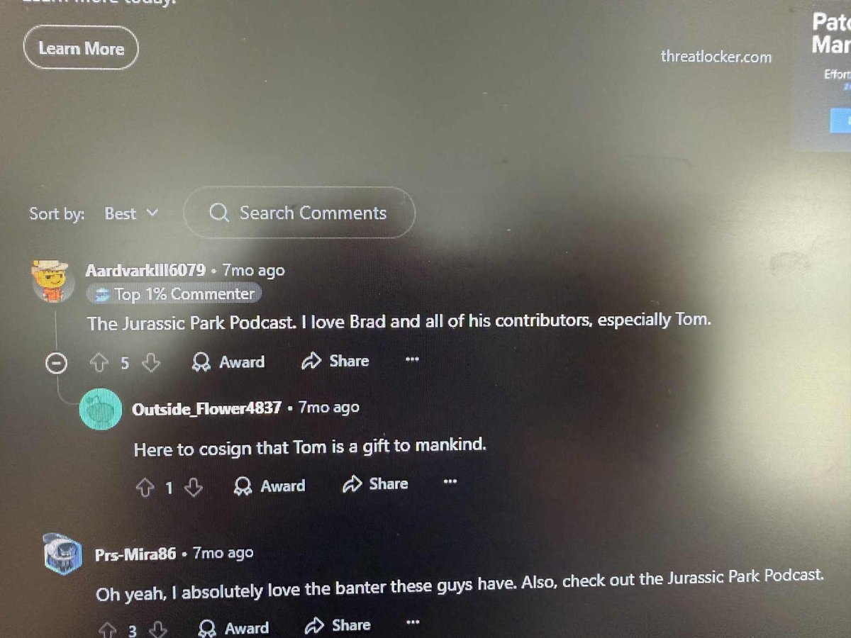 Brad shared this with me today and it made my day. Hugely grateful to everyone who supports the content I get to work on - whether it's on JP Pod, Jurassic Collectables or my own channels.

I don't pause to reflect often but I feel blessed to have such a supportive community. ❤️