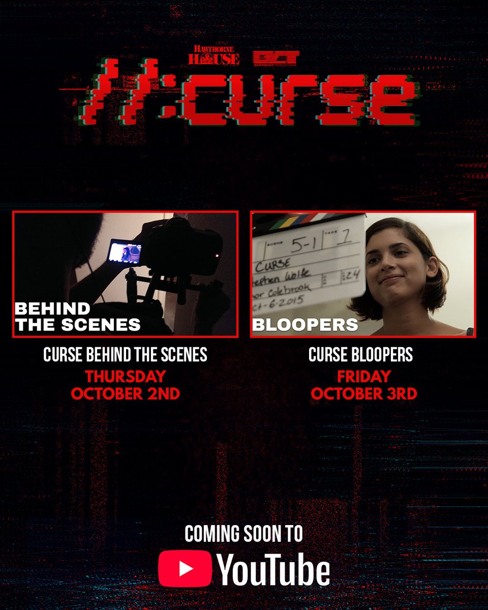 HawthorneMovies's tweet photo. More CURSE content coming later this week! Make sure to subscribe to our YouTube channel so you don’t miss it. Subscribe here 👉 https://t.co/k5unYFzbiU #CurseShortFilm #IndieHorror #shortfilm #horrorshort #thriller #spookyseason #scarymovies #IndieFilmmaking #halloween #youtube https://t.co/L7zMXowFJN