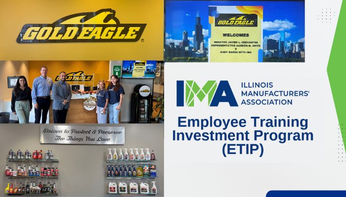 We had a great visit with IMA member <a href="/GoldEagleCo/">Gold Eagle Co</a> in Chicago last week with <a href="/SenCervantesIL/">Senator Javier Loera Cervantes</a>, touring their facility and presenting them with an Employer Training Investment Program ETIP) grant on behalf of <a href="/IllinoisDCEO/">Illinois DCEO</a>. Founded in 1932 in a small Chicago storefront, Gold Eagle