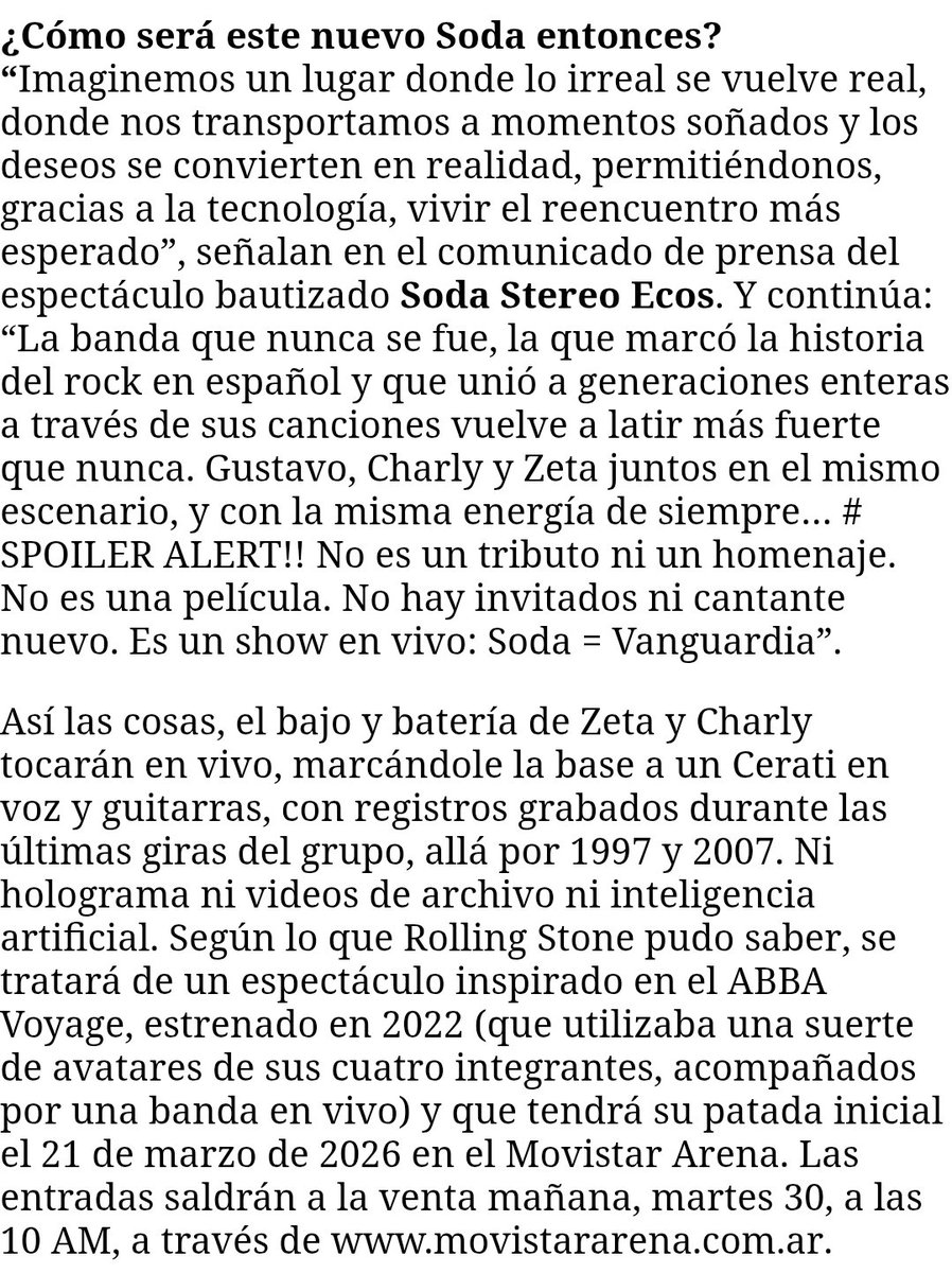 Era darse un poquito menos Gustavo. Ahora estarías vivo y estaríamos esperando a 2027 para que vuelva Soda de verdad.