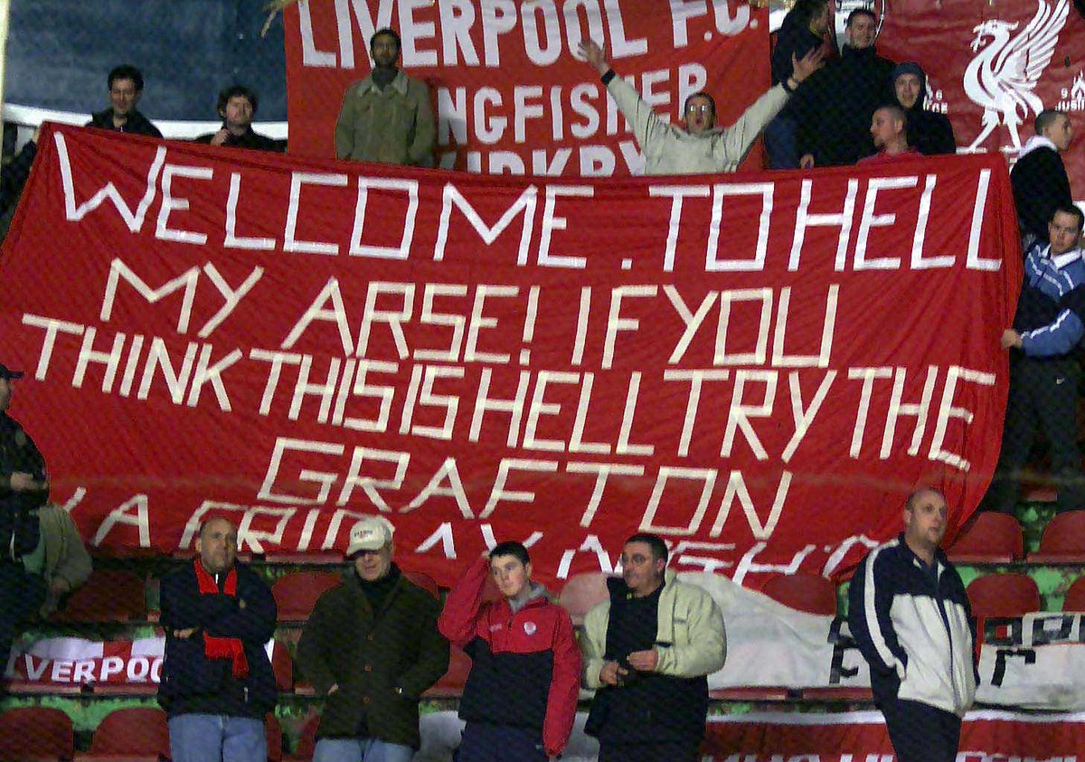 TheAnfieldWrap's tweet photo. Still one of the absolute best - Welcome to Hell my arse!

Galatasaray 2002 https://t.co/kADuCCWM0u