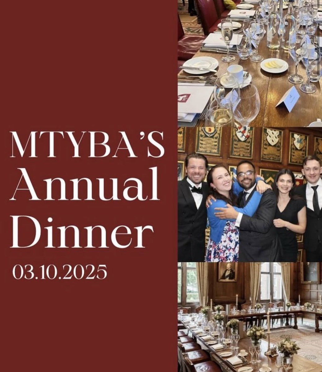 Ticket sales close TOMORROW at 9am!! 

Join us for MTYBA’s 10th Annual Dinner this Friday, 3rd October.

Get your tickets here : middletemple.org.uk/civicrm/event/…

#law 
#younglawyer 
#barrister 
#middletemple 
#mtyba
