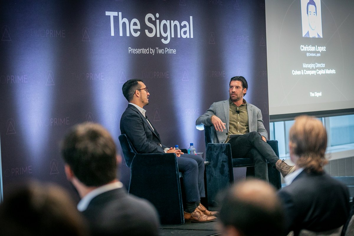 Two_Prime's tweet photo. Thank you to everyone who attended The Signal! It was a pleasure spending time with old friends and getting to know new faces.

And a very special thank you to our speakers for making the conversations brilliant. 

1/4 - @tylev from @nakamoto @utxo, @ChrisJKuiper from Fidelity @DigitalAssets, @ChristianL_opez from Cohen & Company Capital Markets, and @matthew_pines from @bitcoinpolicy
