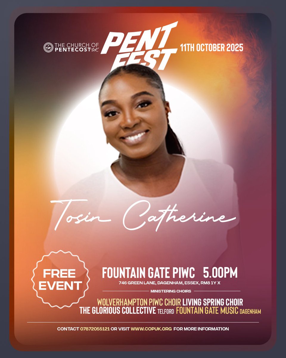 This is how we fight our battles - through worship and no one does spontaneous worship like Tosin Catherine👏🏽

She joins us this year for Pentfest 2025.