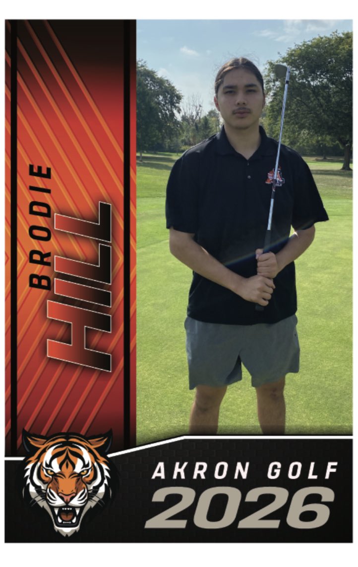 GolfAkron's tweet photo. Senior Spotlight: Brodie Hill
5 Year Varsity golfer
1st year captain
2 Year All League Player
3 time medalist in 2025
Favorite golf movie: Happy Gilmore 
Favorite golfer: Bryson Dechambeau
@akron_hs @AkronHSSports @MondayNiters21 https://t.co/QlVfnPGTPB