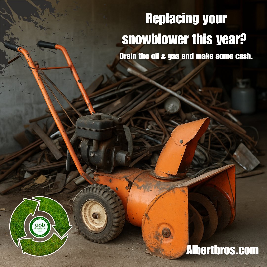 There is metal just waiting to be recycled. Fall is the perfect time to clean out your garage and turn that scrap into cash.

Clean your space. Get paid. Support recycling.

Albert Bros Scrap Metal | Waterbury, CT
AlbertBros.com