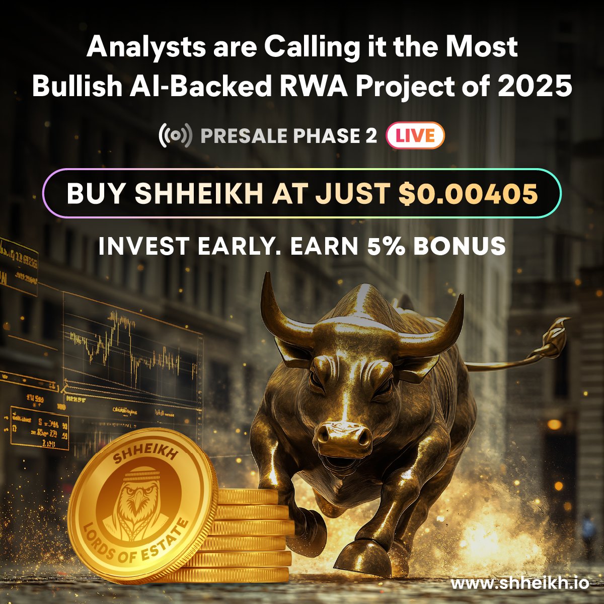 🔥 SHHEIKH = 2025’s most bullish presale!
👑 Royals circling. $6M+ raised. Phase 2 heating up.
💎 Price: $0.00405 | Min Buy $10 | 5% Bonus
FOMO is real—get in early!
👉 shheikh.io
#Crypto #Blockchain #AI #RWA #DeFi #Altcoins #Presale