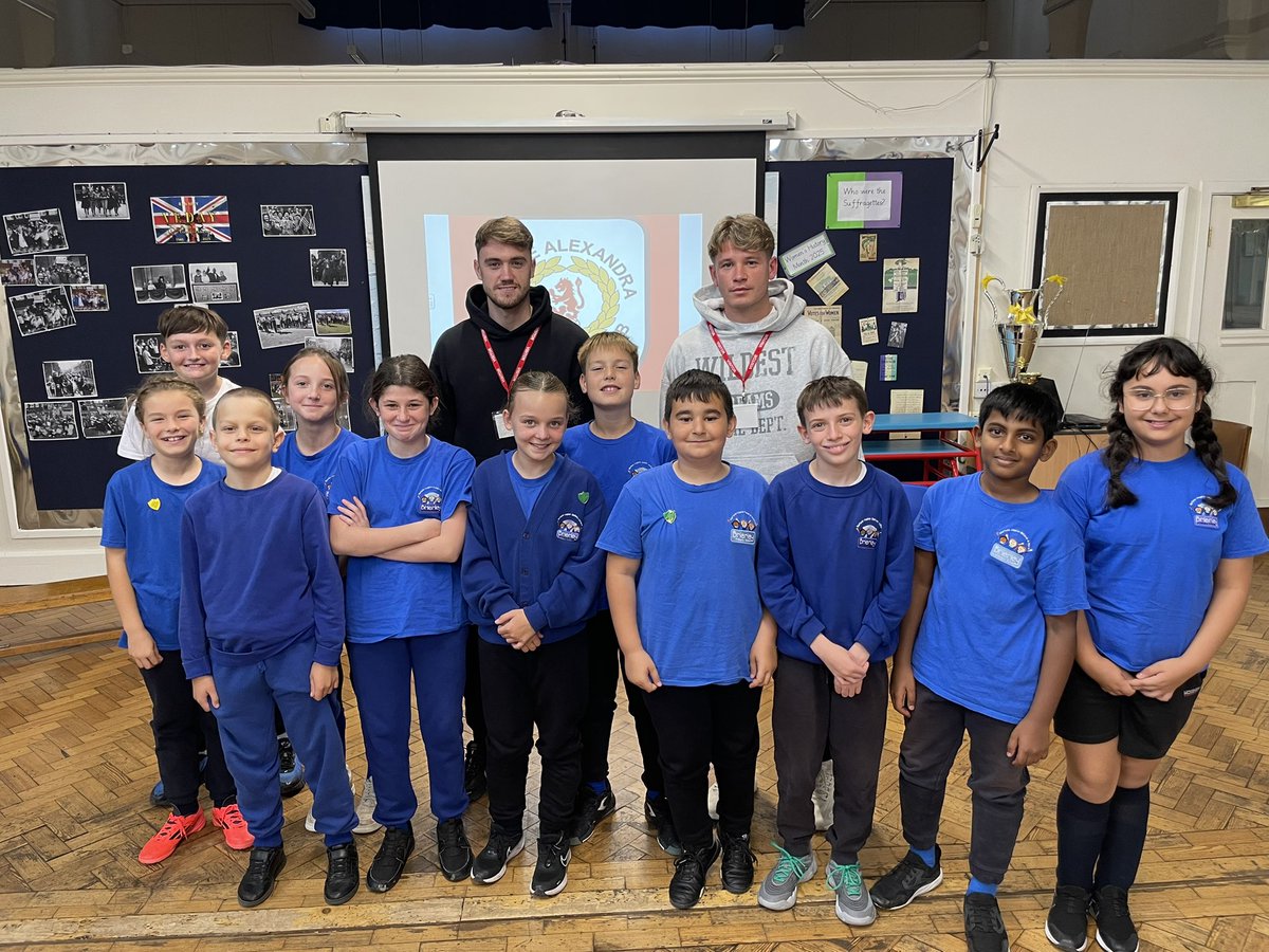 We were delighted to welcome <a href="/maxsanders99/">Max Sanders</a>  and <a href="/lankester_jack/">Jack Lankester</a> from <a href="/crewealexfc/">Crewe Alexandra</a> to school . Jack and Max participated in a Q&amp;A with the children, inspiring our young football fans. Each child has received a complimentary ticket voucher to attend the Crewe v Bromley game ⚽️🔴⚽️