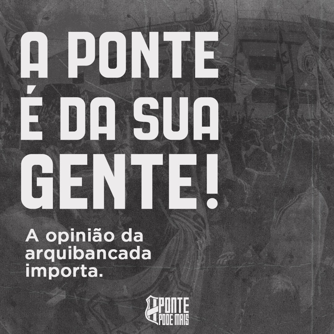 PontePodeMais's tweet photo. Nós, da Ponte Pode Mais, acreditamos que um clube forte se constrói com união e transparência. Esta pesquisa é o primeiro passo para ouvir você e colocar o torcedor como protagonista.

🔗 https://t.co/i3htqHvJZG https://t.co/PX0UQwusWY