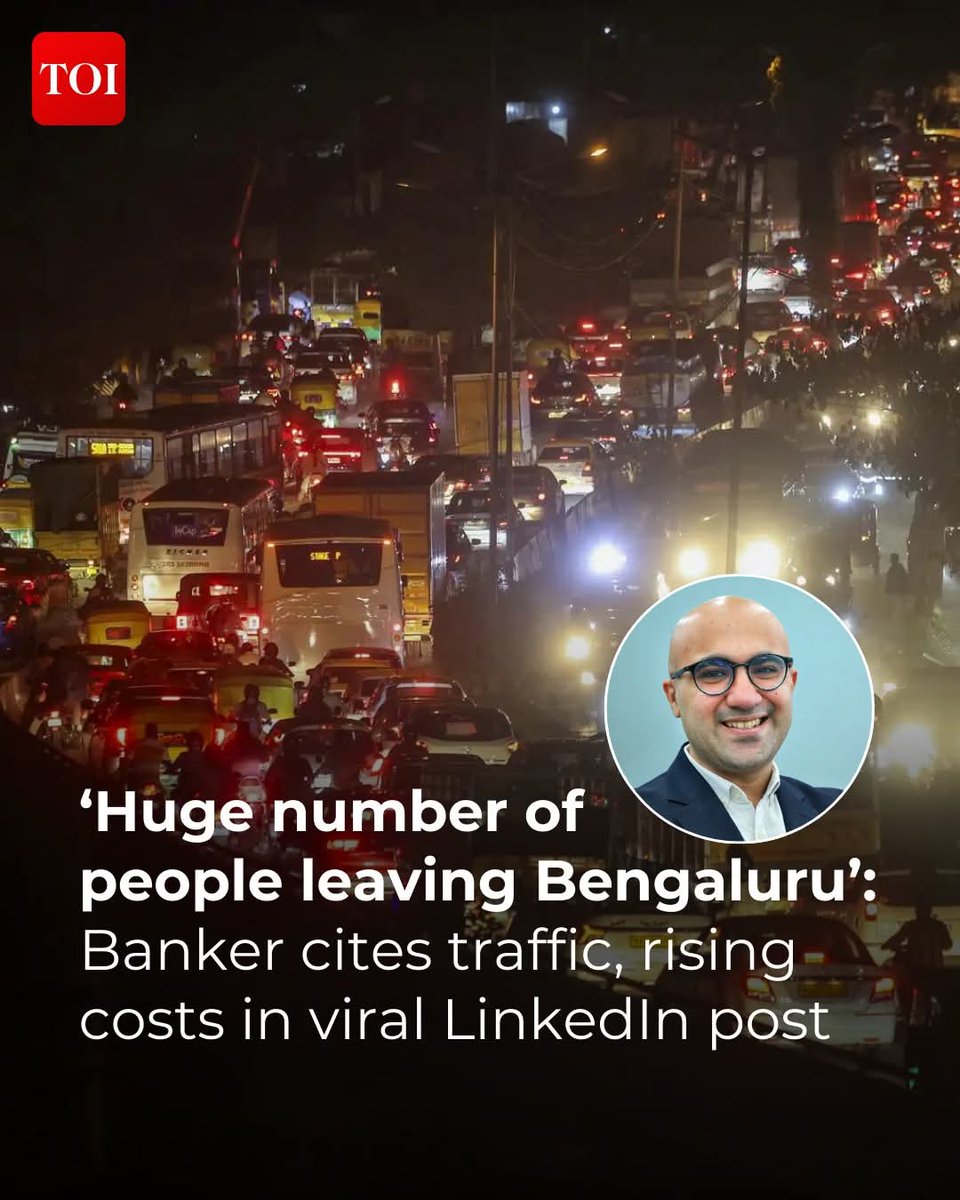 આવું ગુજરાતના 6 શહેરોમાં 2030માં થઈ શકે
૦૦૦૦૦૦૦૦૦૦૦ 
બેંગલુરુ છોડી જતાં લોકો —
ઇન્વેસ્ટમેન્ટ બેન્કર સાર્થક આહુજા કહે છે કે ટ્રાફિક જામ, પ્રદૂષણ અને વધતા જતા મકાન ખર્ચના કારણે પરિવારોને મૈસુરુ જેવા નાના શહેરો તરફ ધકેલી રહ્યા છે, જ્યાં મિલકતના ભાવમાં બેંગલુરુ કરતા સસ્તા રહે છે.
