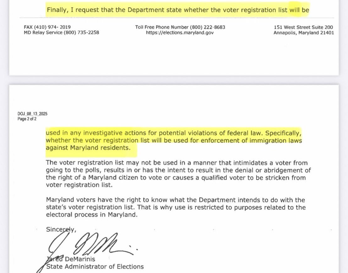 Dustin Grage (@gragedustin) on Twitter photo 🚨 WOW: The Maryland State Administrator of Elections refused to release the voter rolls—because they might be used to enforce immigration law?
WHAT IS GOING ON.
Thank God for the <a href="/MDFreedomCaucus/">Maryland Freedom Caucus</a> pressing this issue.
Without them, the public would have no idea this was 🚨 WOW: The Maryland State Administrator of Elections refused to release the voter rolls—because they might be used to enforce immigration law?
WHAT IS GOING ON.
Thank God for the <a href="/MDFreedomCaucus/">Maryland Freedom Caucus</a> pressing this issue.
Without them, the public would have no idea this was