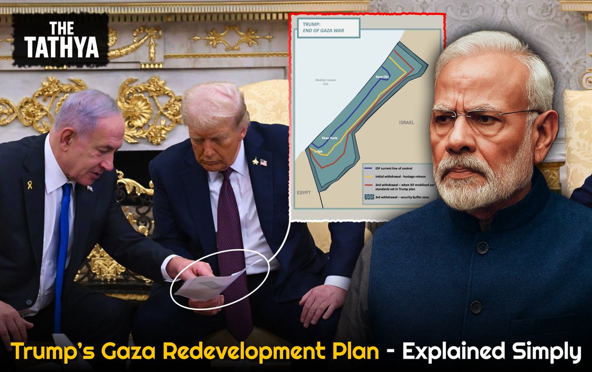 Trump’s Gaza Redevelopment Plan – Explained Simply 🚨

The White House has released Donald Trump’s detailed plan for Gaza’s future if peace is achieved with Israel.

How does this impact India’s foreign policy?

Here are the 20 Key Points simplified... 🧵