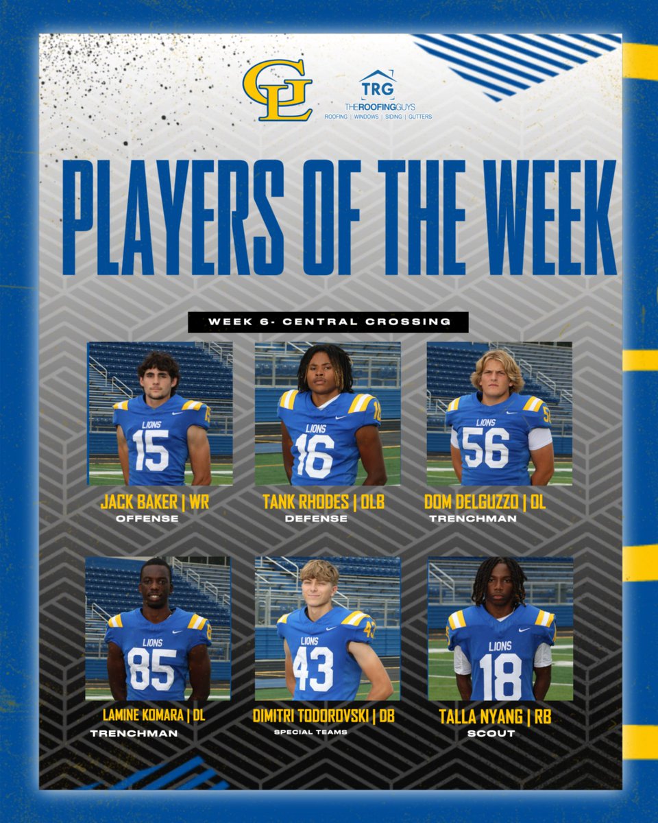 Congratulations to our week 6 Players of the Week! Continue to push yourself and stay focused on the goal! #WeAreLions #BleedThisBlue #EarnIt