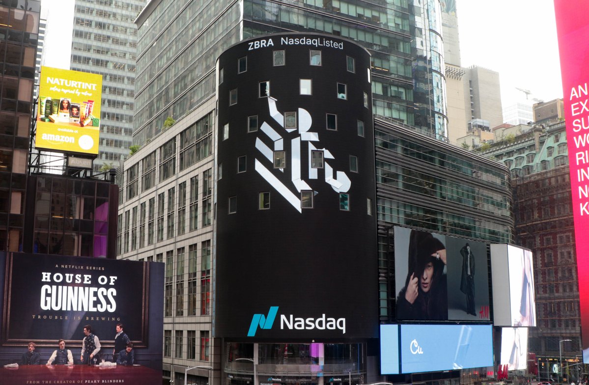 ZebraTechnology's tweet image. We were thrilled to be featured on the @Nasdaq screen, revealing our bold new brand in NYC. 🗽🍎 Join us as we push boundaries and redefine what’s possible. #BetterBeginsNow