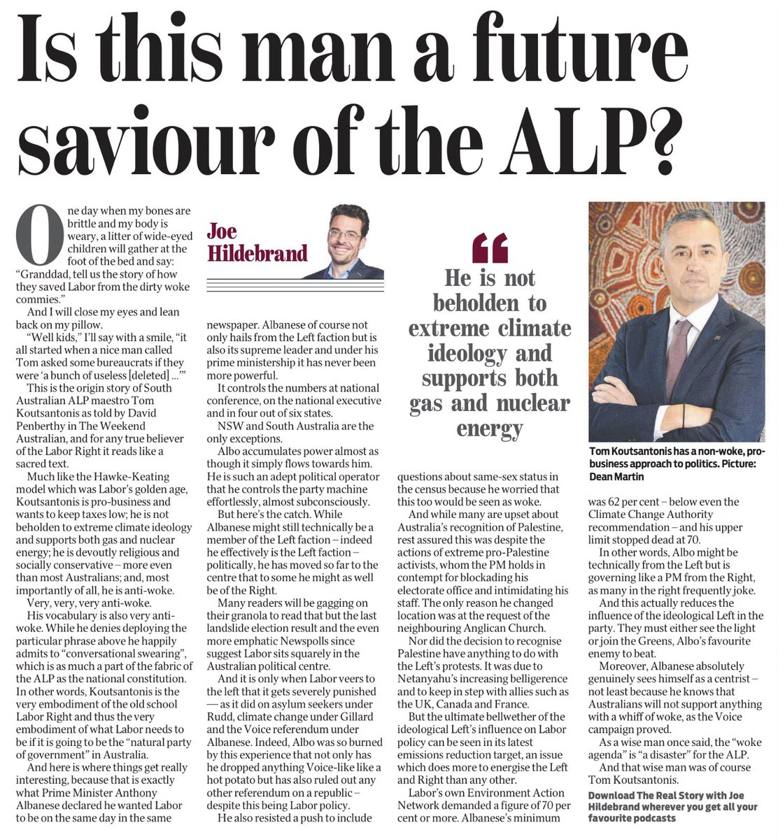 I’ve know <a href="/TKoutsantonisMP/">Tom Koutsantonis MP</a> for a very long time and he’s an exceptional politician. It is a pity Queensland doesn’t have a politician with Tom’s view of government, politics and an ideology that isn’t so far left that one can’t see anything that resembles the centre.