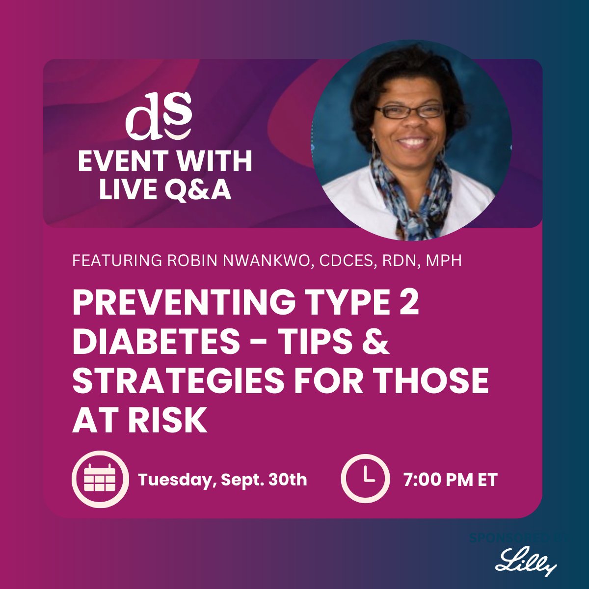 Are you living with #prediabetes or at risk for #type2diabetes? 

Join our free workshop TOMORROW  for practical tips, small lifestyle changes, and the support of other women taking charge of their health.

📅 Sept 30 | 7 PM ET
Register here: hubs.ly/Q03KfxdT0