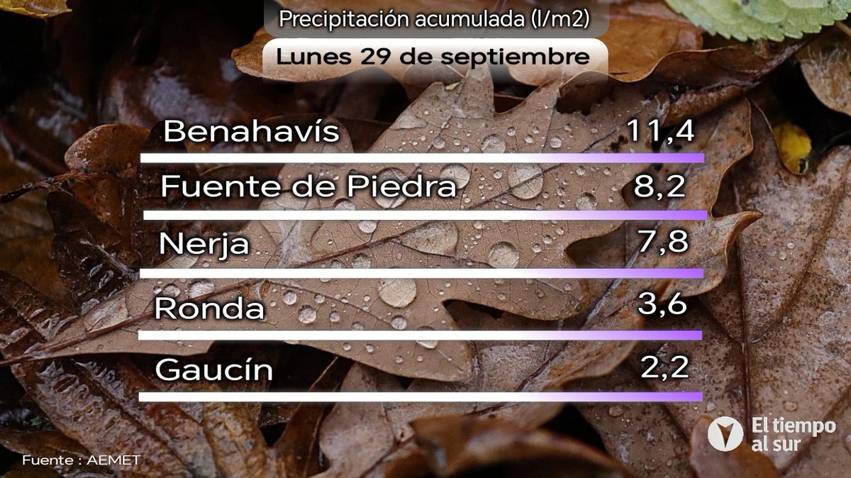 Eltiempoalsur's tweet image. ▶️ Desde #Archidona
📸 @ArchidonaMeteo.

La semana ha comenzado con nubes abundantes y precipitaciones escasas.
Ha llovido en algunos puntos de la provincia, con acumulados de algo más de 11  l/m2 en #Benahavís,
 8,2  l/m2 en #FuentedePiedra y 7,8 l/m2 en #Nerja.

(SIGUE HILO)